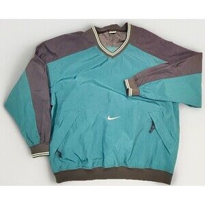 Vintage 90s Nike Swoosh Mens 2XL XXL Windbreaker Adirondack Green Nylon Pullover
